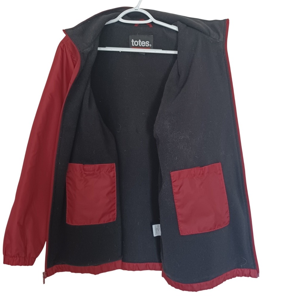 Totes Mens Large Red Fleece Lined Windbreaker Jacket Full Zip Lightweight Coat